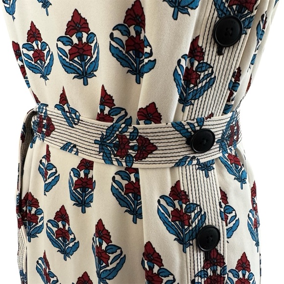 NWT Tory Burch Crepe Button Sheath Dress Blue Marina Print Size 2 - Picture 9 of 13